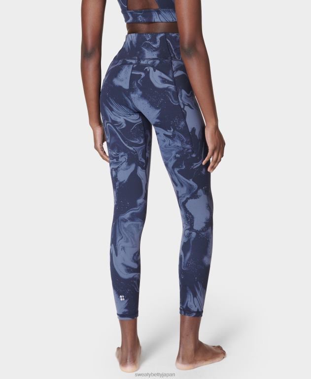 Sweaty Betty 女性 スーパーソフト7/8ヨガレギンス L4RHF105 衣類 青い大理石の斑点プリント