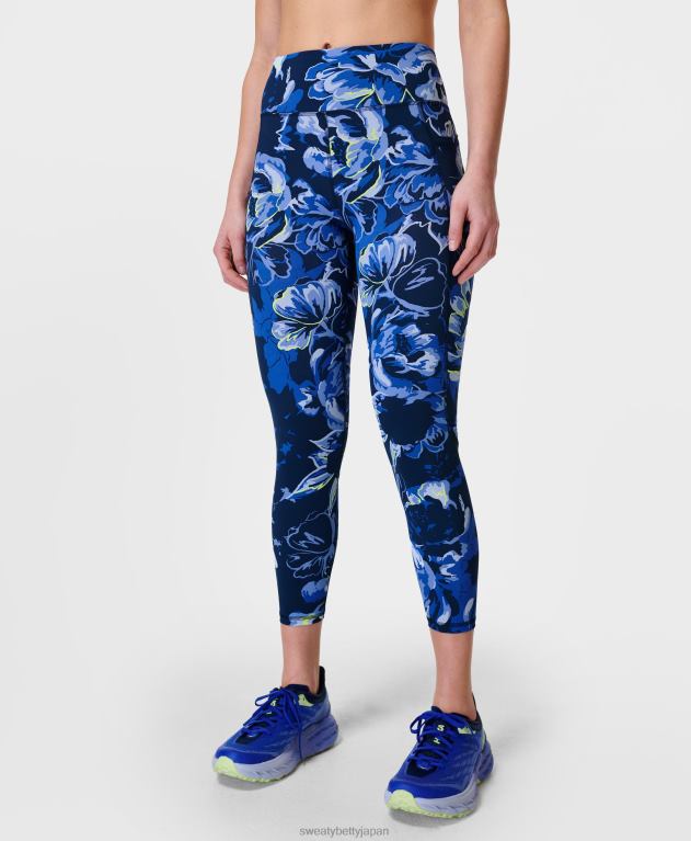 Sweaty Betty 女性 ゼログラビティ ハイウエスト 7/8 ランニングレギンス L4RHF988 衣類 青い華やかな花柄