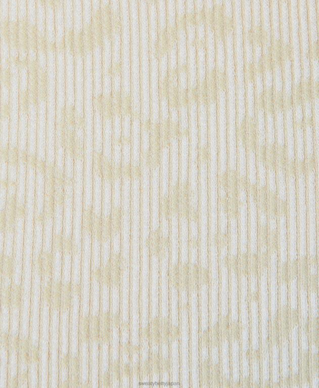 Sweaty Betty 女性 光沢のあるシームレスな長袖トップ L4RHF152 衣類 ベージュのヒョウマークジャカード