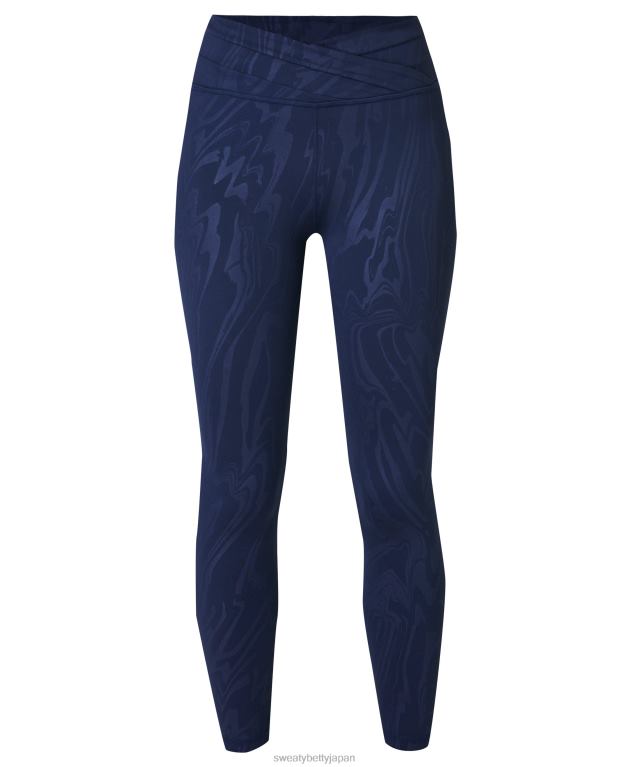 Sweaty Betty 女性 オールデイラップウエストエンボスレギンス L4RHF754 衣類 ブルーの滑らかなエンボスプリント