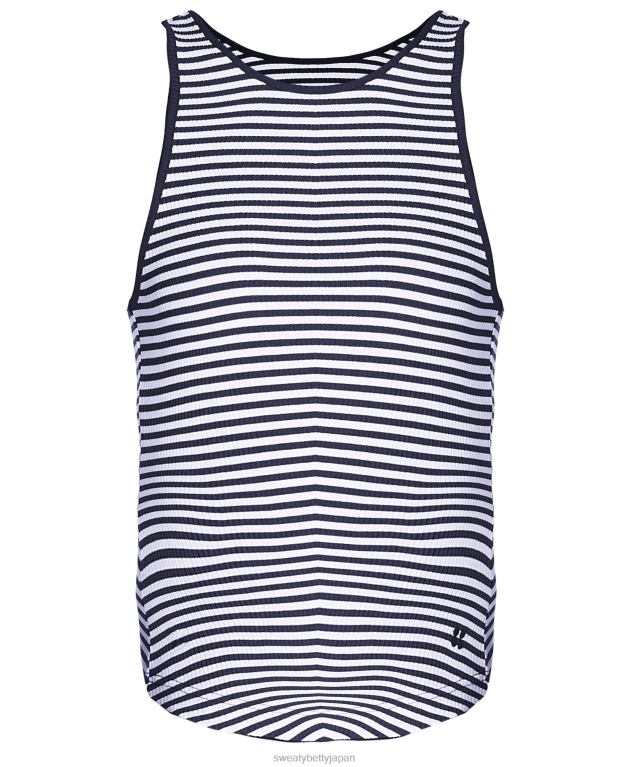 Sweaty Betty 女性 ハーパーレーサーリブタンク L4RHF840 衣類 ネイビーホワイトストライプ