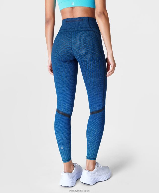 Sweaty Betty 女性 ゼログラビティ ハイウエスト ランニングレギンス L4RHF906 衣類 ブルーモザイクグラデーションプリント