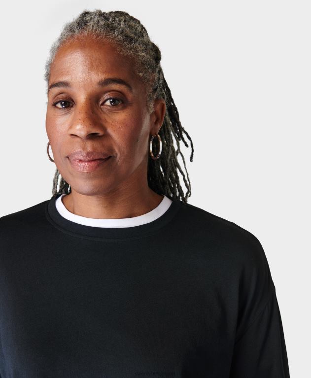 Sweaty Betty 女性 エッセンシャルクロップロングスリーブTシャツ L4RHF281 衣類 黒
